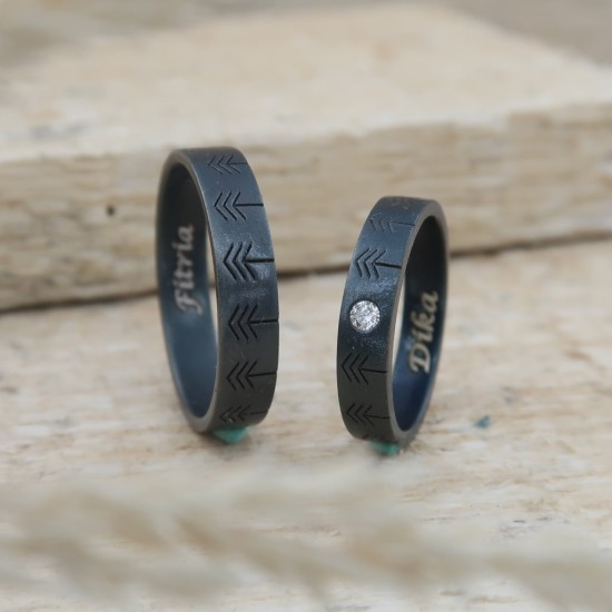 Cincin Kawin Tunangan Perak  Finishing Black - FB00004