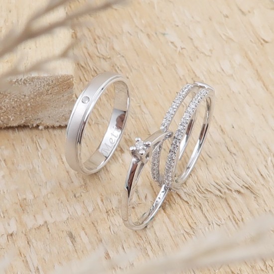 Cincin Kawin Tunangan Emas & Palladium - EPD00010