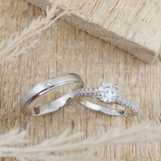 Cincin Kawin Tunangan Emas & Palladium - EPD00011