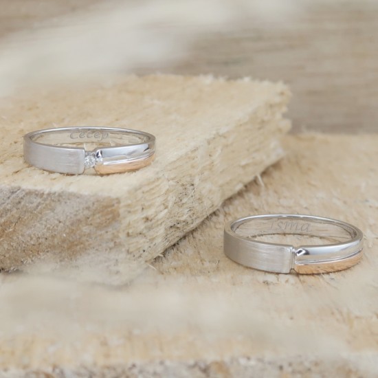Cincin Kawin Tunangan Emas & Palladium Finishing Rose Gold  - EPDRS00003