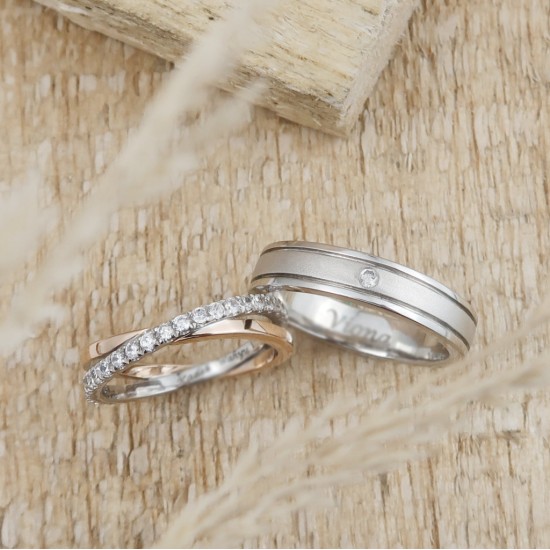 Cincin Kawin Tunangan Emas & Palladium Finishing Rose Gold  - EPDRS00005
