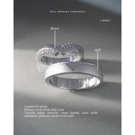 Cincin Kawin Tunangan Emas & Palladium - EPD00007